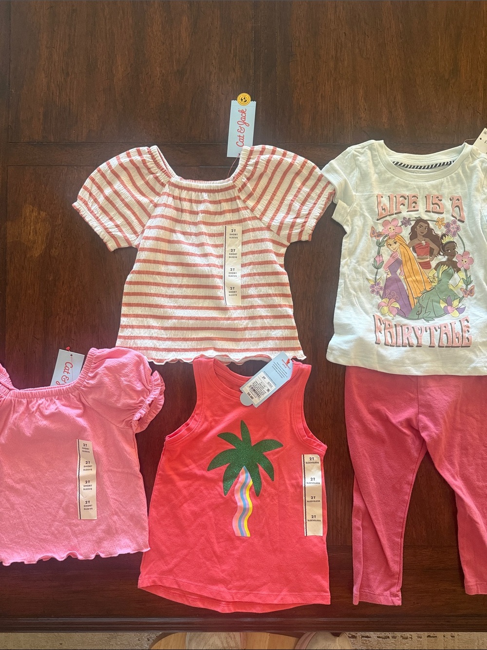 Girls Tops and (4) + Pants (1) + Pack of Socks- Size 2T